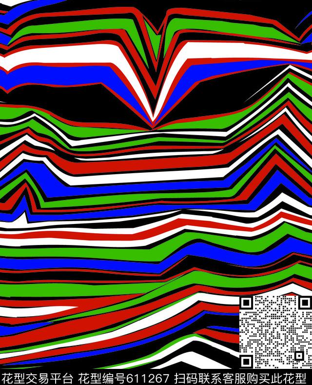 Fei-女装Fei-趣味几何波浪条纹数码印花华亿平台下载（图片编号: 611267） - 瓦栏（Walan）
