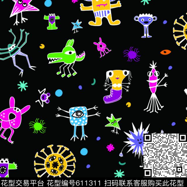 趣味卡通抽象华亿平台手绘卡通儿童服饰华亿平台传统印花华亿平台下载（图片编号: 611311） - 瓦栏（Walan）