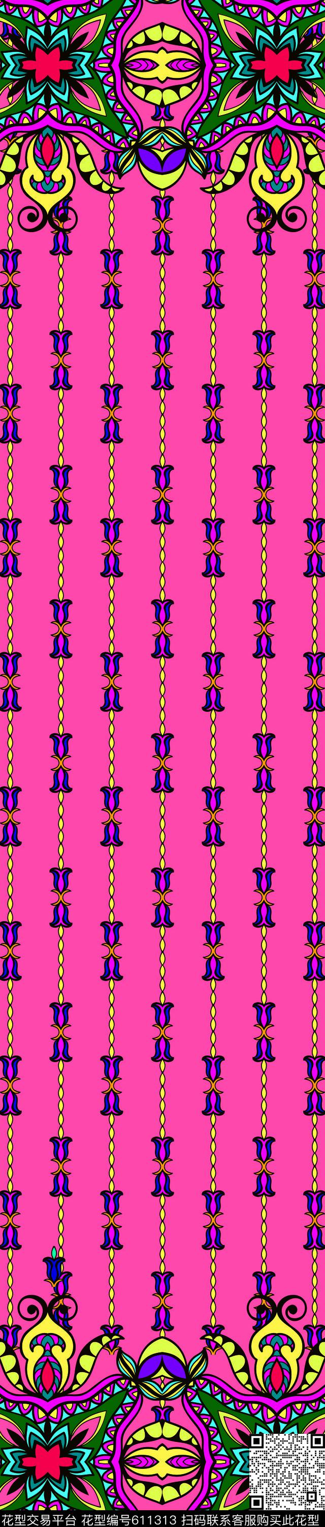 中东/迪拜风格服饰纹样2017年双边定位裙边女装新华亿平台传统印花华亿平台下载（图片编号: 611313） - 瓦栏（Walan）