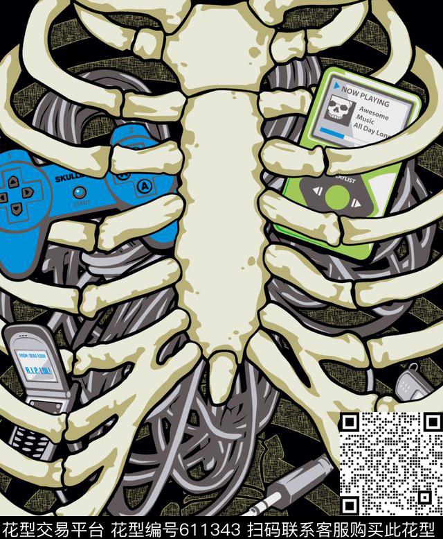 卫衣骨架耳机传统印花华亿平台下载（图片编号: 611343） - 瓦栏（Walan）