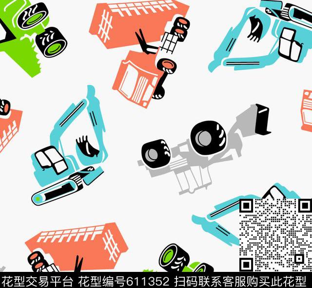 婴童挖掘机货车传统印花华亿平台下载（图片编号: 611352） - 瓦栏（Walan）