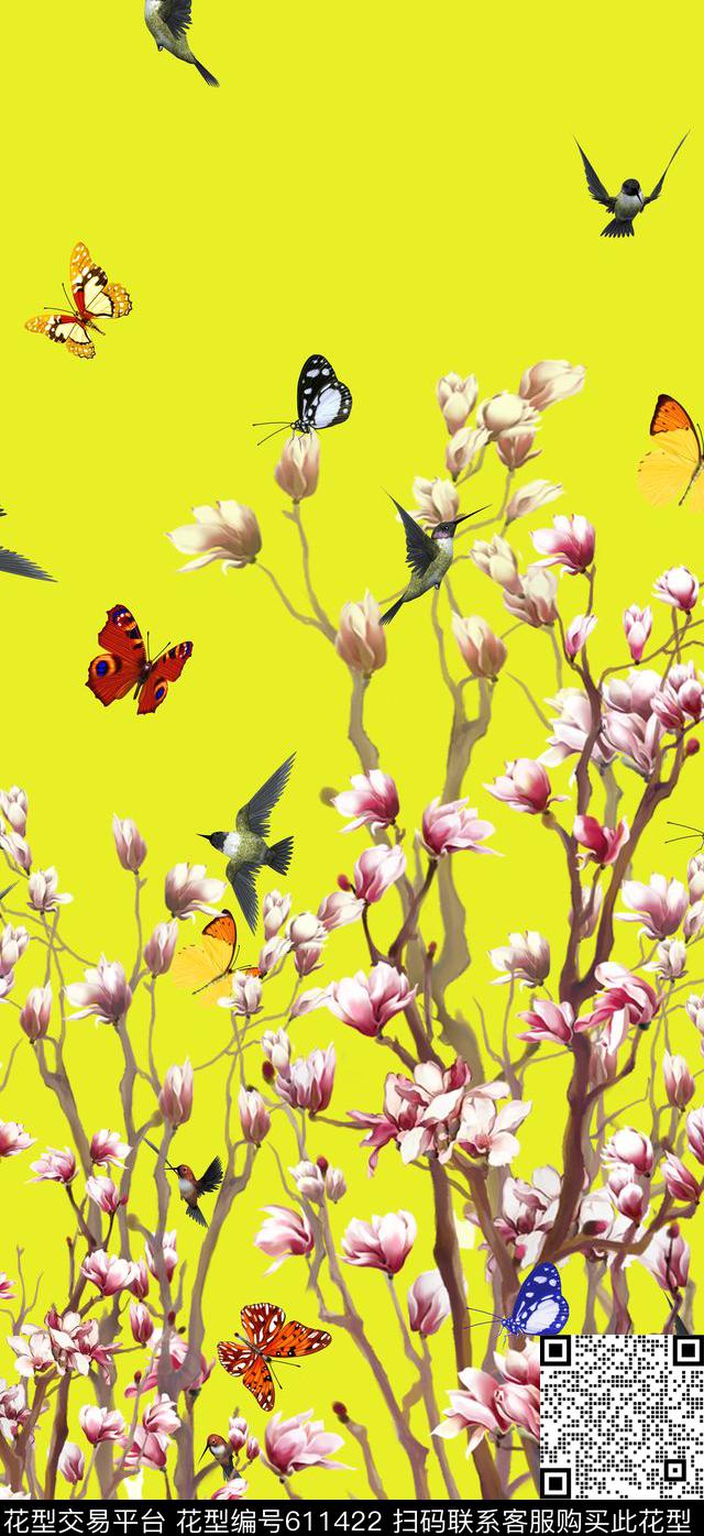 蝴蝶女装连衣裙旗袍数码印花华亿平台下载（图片编号: 611422） - 瓦栏（Walan）