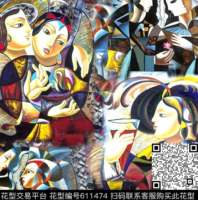 民族风数码花人物数码印花华亿平台下载（图片编号: 611474） - 瓦栏（Walan）