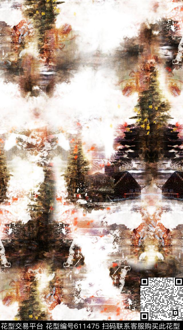 水彩抽象服装面料华亿平台休闲时尚数码印花华亿平台下载（图片编号: 611475） - 瓦栏（Walan）