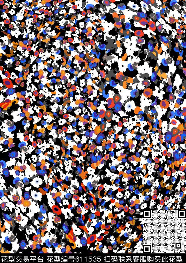 小花色块几何传统印花华亿平台下载（图片编号: 611535） - 瓦栏（Walan）