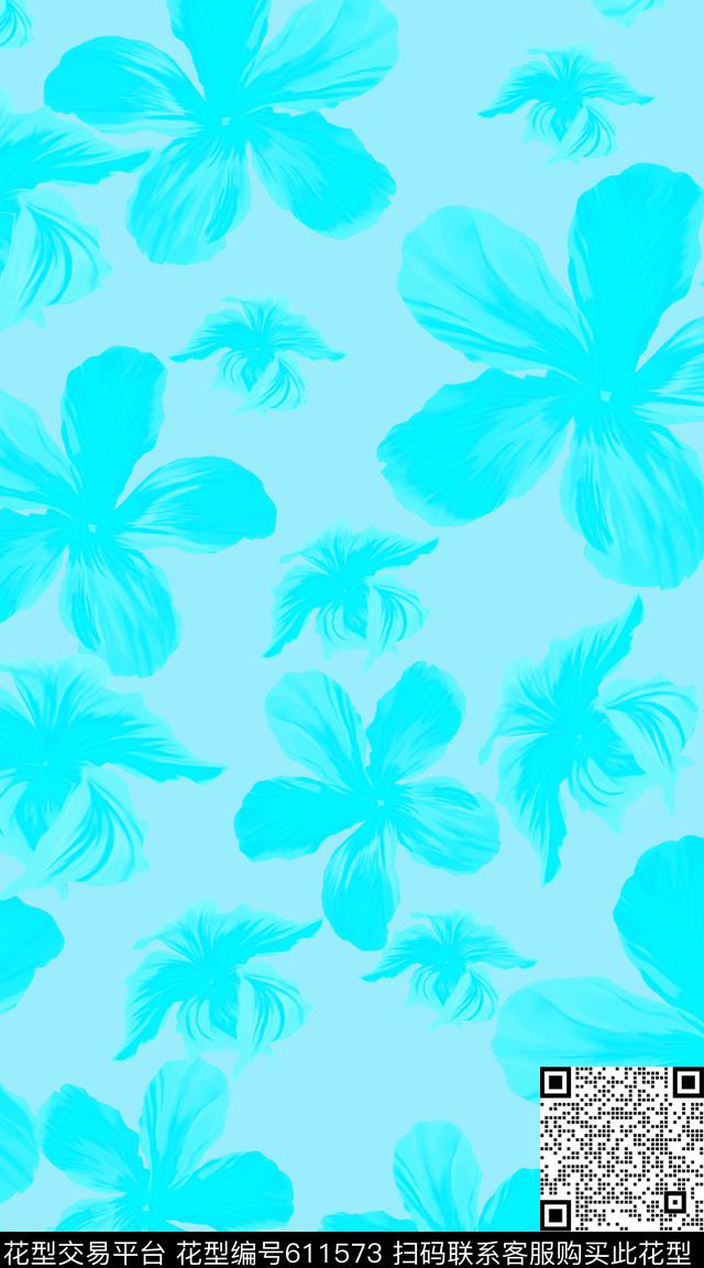 大花底纹花卉数码印花华亿平台下载（图片编号: 611573） - 瓦栏（Walan）