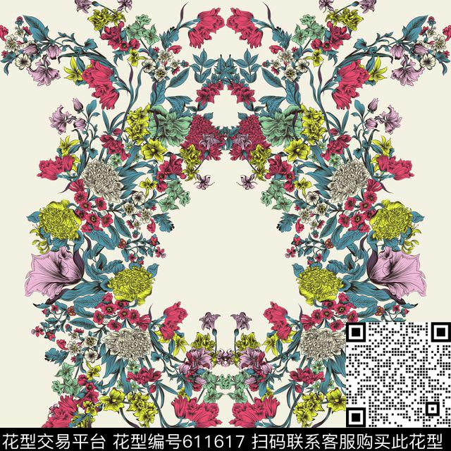 花卉年轻时尚大牌风传统印花华亿平台下载（图片编号: 611617） - 瓦栏（Walan）