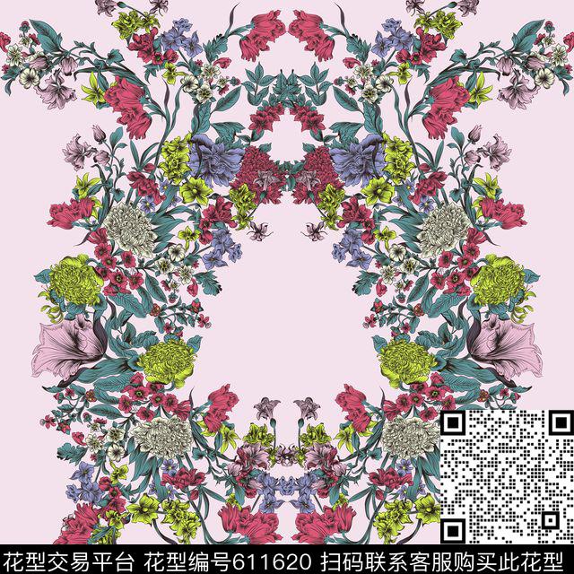 花卉年轻时尚大牌风传统印花华亿平台下载（图片编号: 611620） - 瓦栏（Walan）