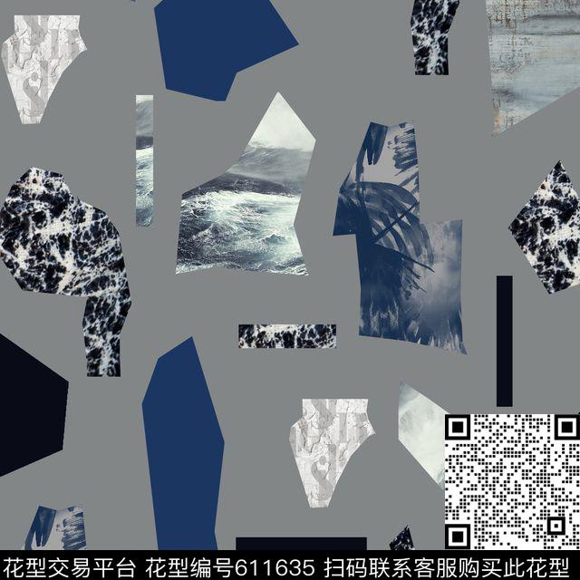 解构不规则几何时尚数码印花华亿平台下载（图片编号: 611635） - 瓦栏（Walan）