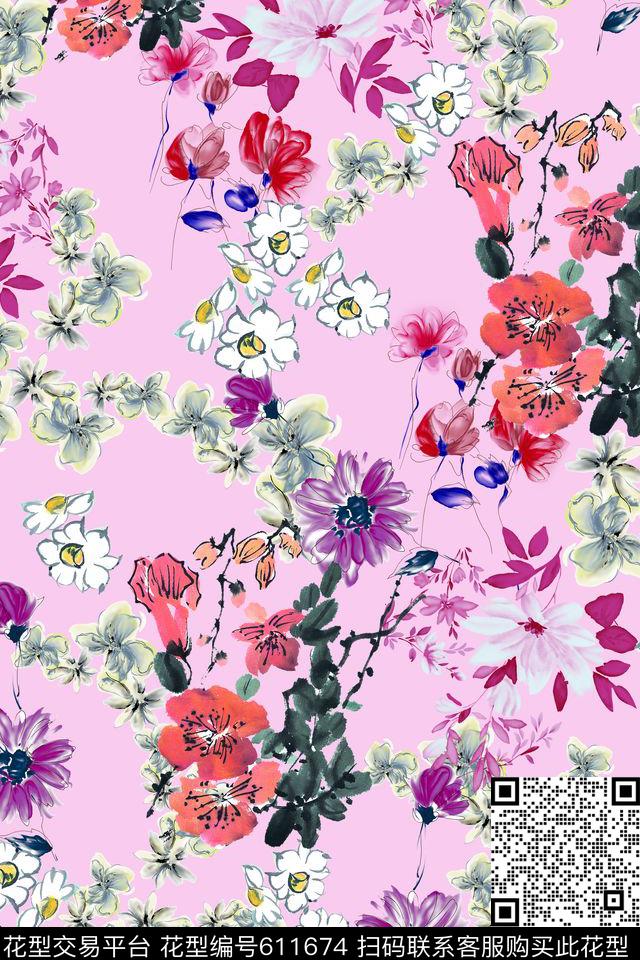 女装花卉碎花数码印花华亿平台下载（图片编号: 611674） - 瓦栏（Walan）