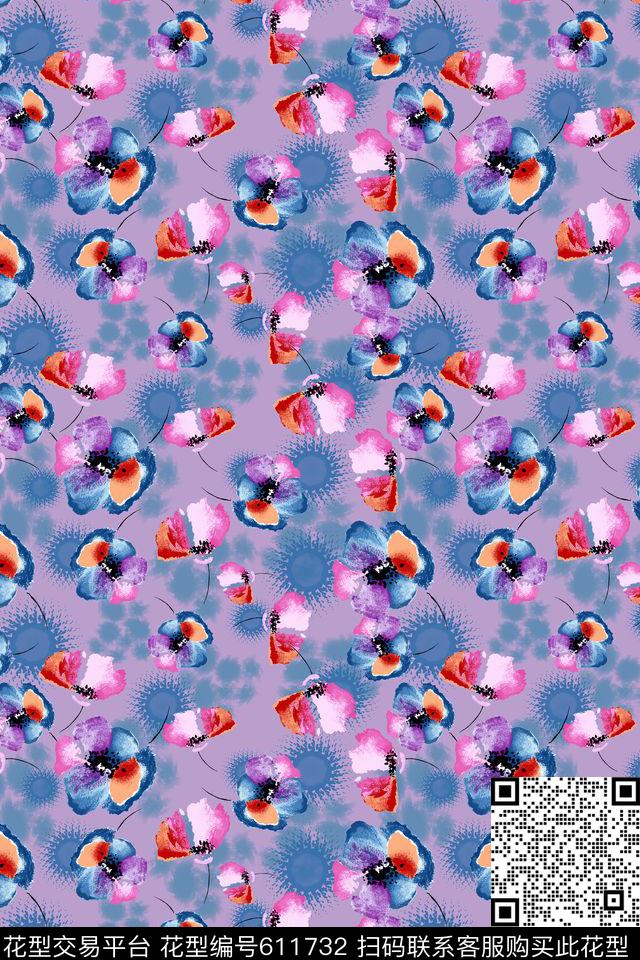 植物花卉碎碎花卉多色数码印花华亿平台下载（图片编号: 611732） - 瓦栏（Walan）