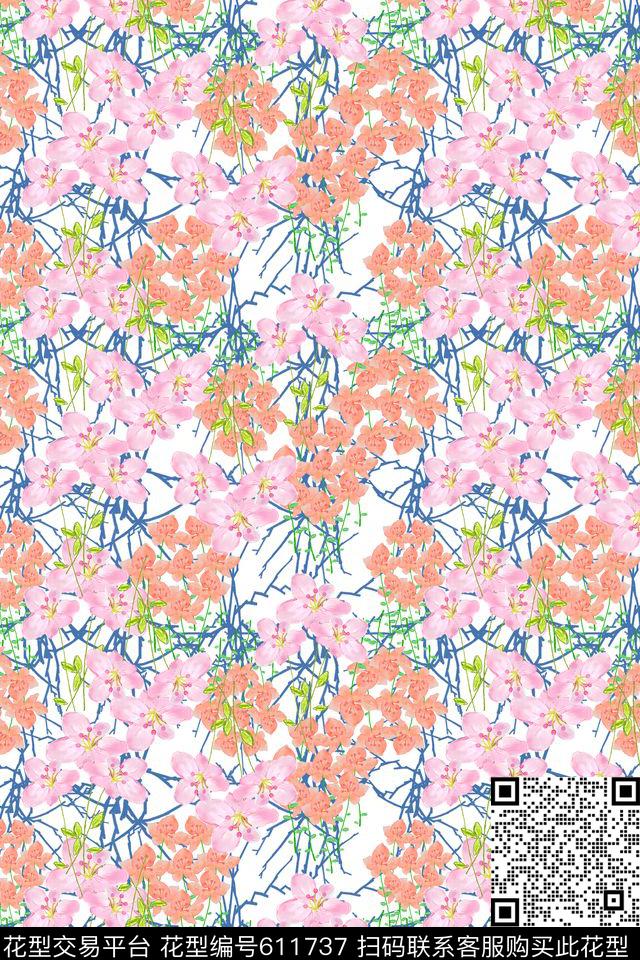 植物花卉碎碎花卉花朵数码印花华亿平台下载（图片编号: 611737） - 瓦栏（Walan）