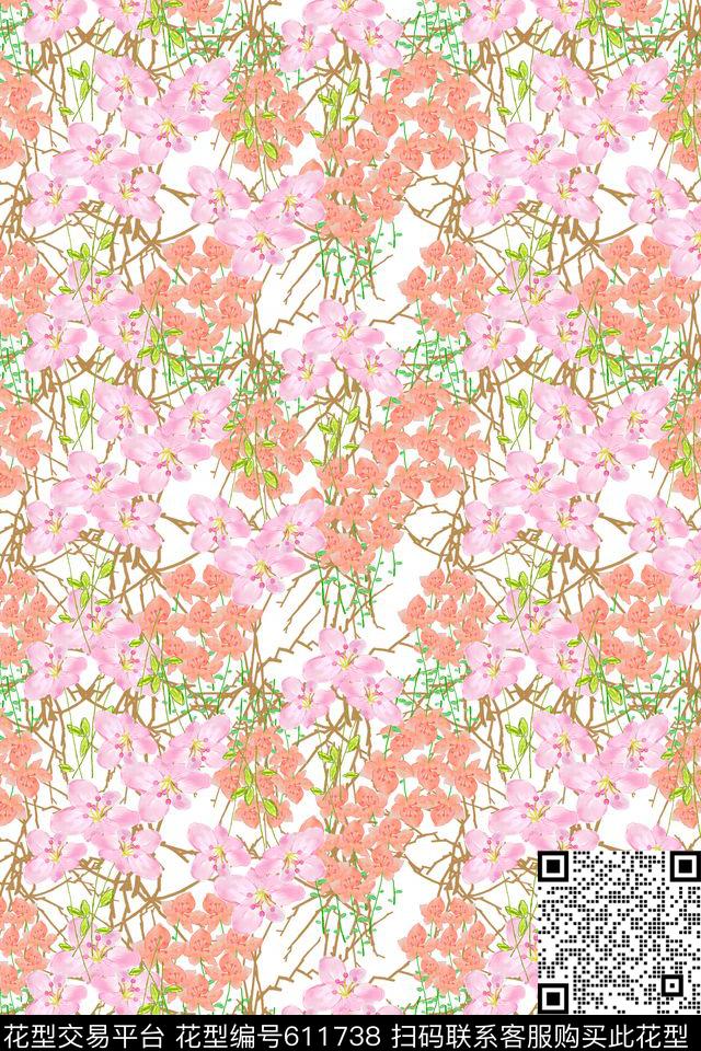 植物花卉碎碎花卉花朵数码印花华亿平台下载（图片编号: 611738） - 瓦栏（Walan）
