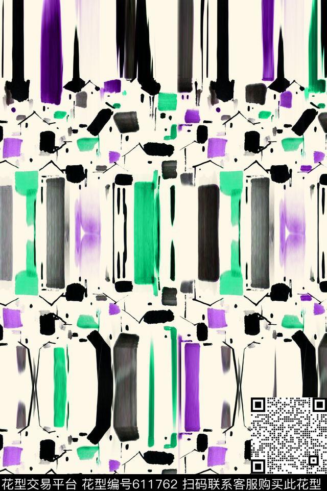 抽象几何条纹传统印花华亿平台下载（图片编号: 611762） - 瓦栏（Walan）