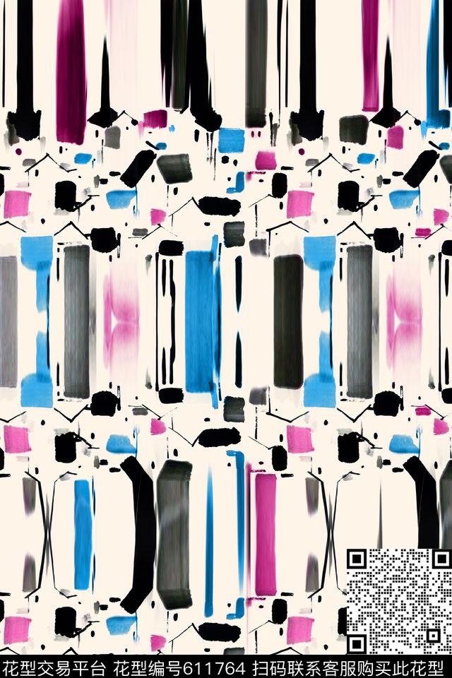 抽象几何条纹传统印花华亿平台下载（图片编号: 611764） - 瓦栏（Walan）