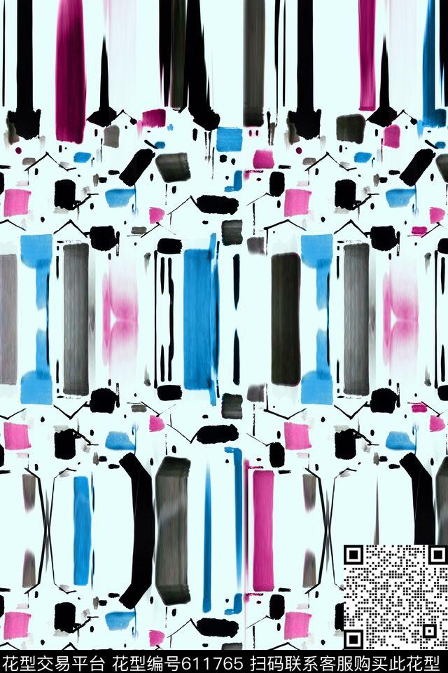 抽象几何条纹传统印花华亿平台下载（图片编号: 611765） - 瓦栏（Walan）