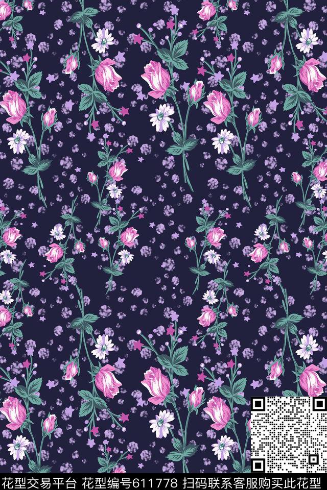 植物花卉花朵碎碎花卉数码印花华亿平台下载（图片编号: 611778） - 瓦栏（Walan）