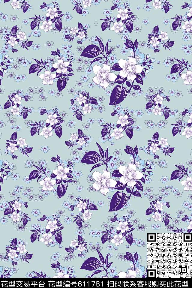 碎碎花卉花卉植物花卉数码印花华亿平台下载（图片编号: 611781） - 瓦栏（Walan）