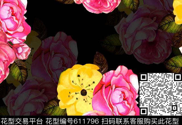小碎花大花花朵数码印花华亿平台下载（图片编号: 611796） - 瓦栏（Walan）