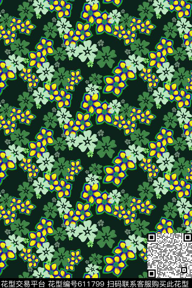 花朵碎碎花卉植物花卉数码印花华亿平台下载（图片编号: 611799） - 瓦栏（Walan）