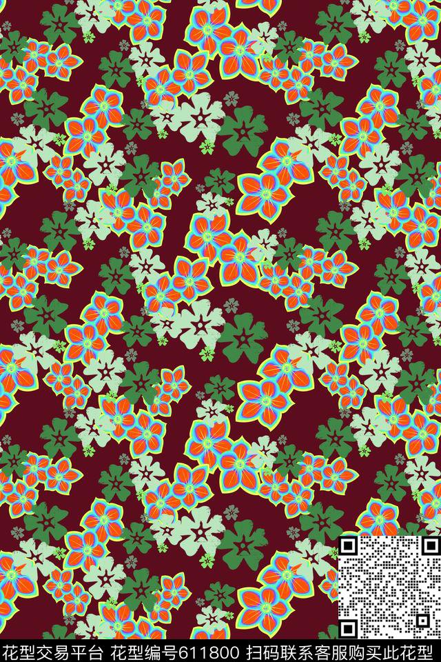 花朵碎碎花卉植物花卉数码印花华亿平台下载（图片编号: 611800） - 瓦栏（Walan）