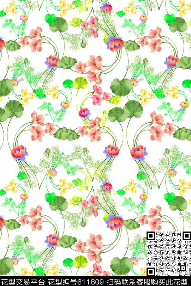 花卉植物花卉碎碎花卉数码印花华亿平台下载（图片编号: 611809） - 瓦栏（Walan）