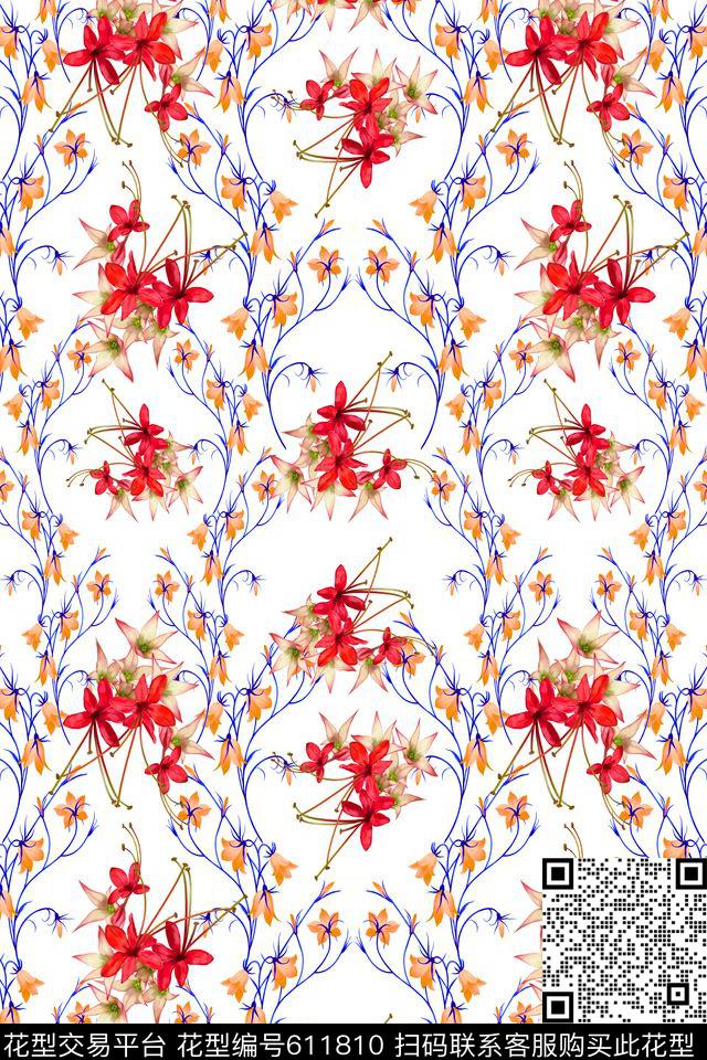 植物花卉花卉碎碎花卉数码印花华亿平台下载（图片编号: 611810） - 瓦栏（Walan）