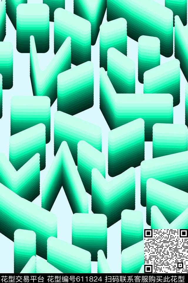 渐变几何男装衬衣外套传统印花华亿平台下载（图片编号: 611824） - 瓦栏（Walan）