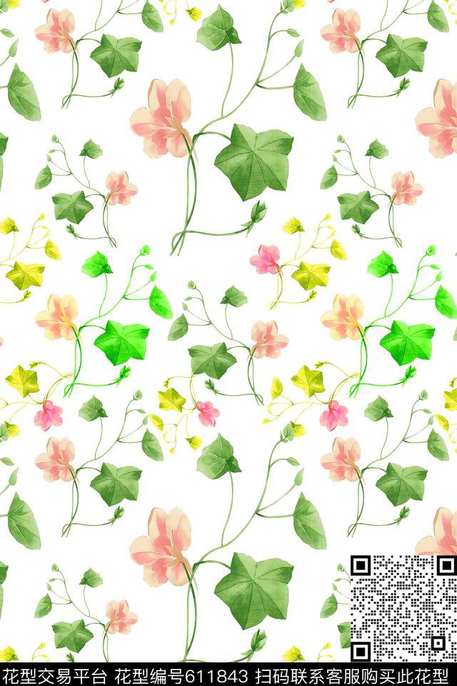 花卉植物花卉碎碎花卉数码印花华亿平台下载（图片编号: 611843） - 瓦栏（Walan）