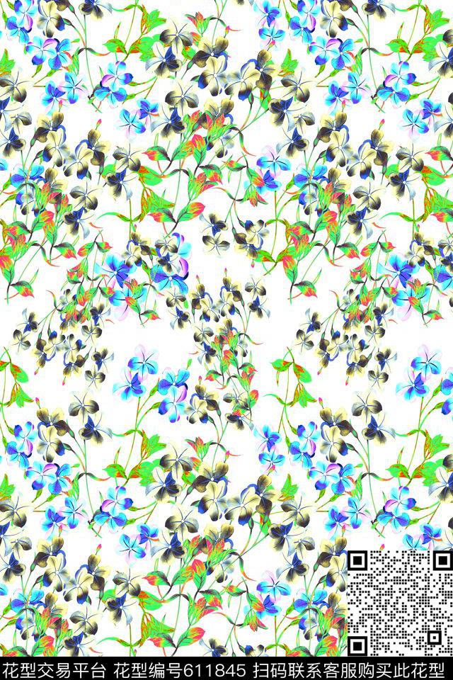 植物花卉花卉碎碎花卉数码印花华亿平台下载（图片编号: 611845） - 瓦栏（Walan）