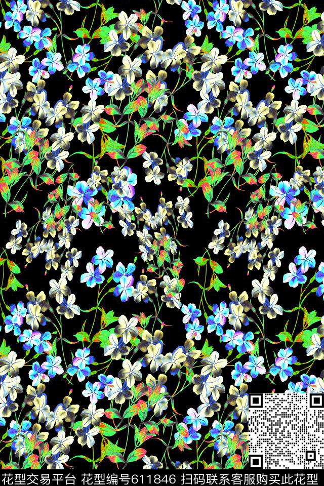 植物花卉花卉碎碎花卉数码印花华亿平台下载（图片编号: 611846） - 瓦栏（Walan）