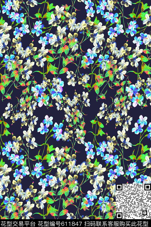 植物花卉花卉碎碎花卉数码印花华亿平台下载（图片编号: 611847） - 瓦栏（Walan）