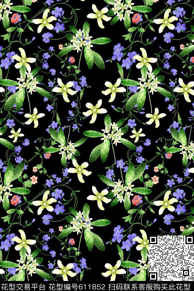 植物花卉花卉碎碎花卉数码印花华亿平台下载（图片编号: 611852） - 瓦栏（Walan）