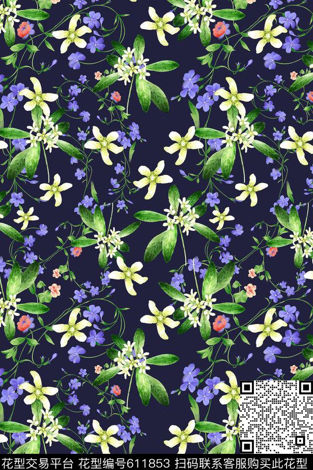 植物花卉花卉碎碎花卉数码印花华亿平台下载（图片编号: 611853） - 瓦栏（Walan）