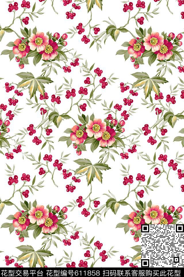 花卉植物花卉碎碎花卉数码印花华亿平台下载（图片编号: 611858） - 瓦栏（Walan）
