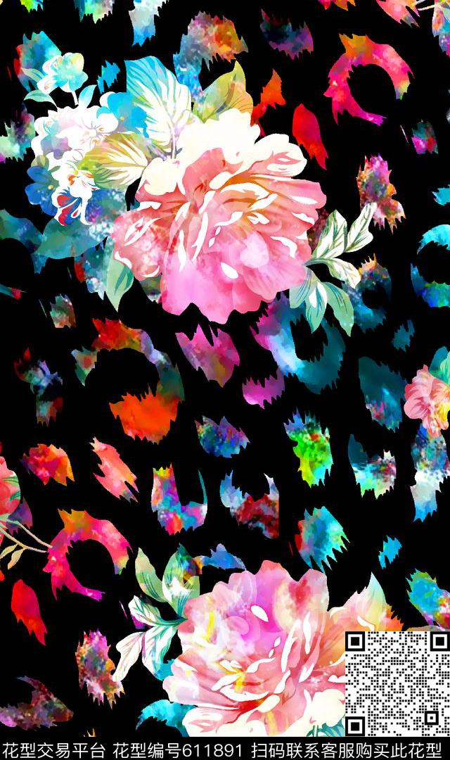 水彩底纹女装裙底纹数码印花华亿平台下载（图片编号: 611891） - 瓦栏（Walan）