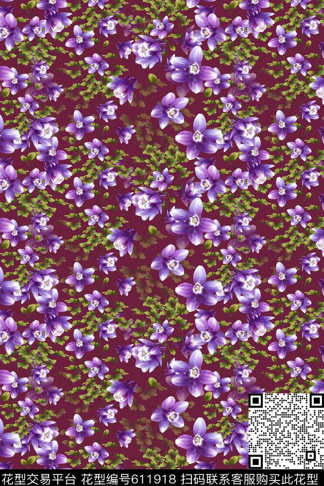 碎碎花卉花朵植物花卉数码印花华亿平台下载（图片编号: 611918） - 瓦栏（Walan）