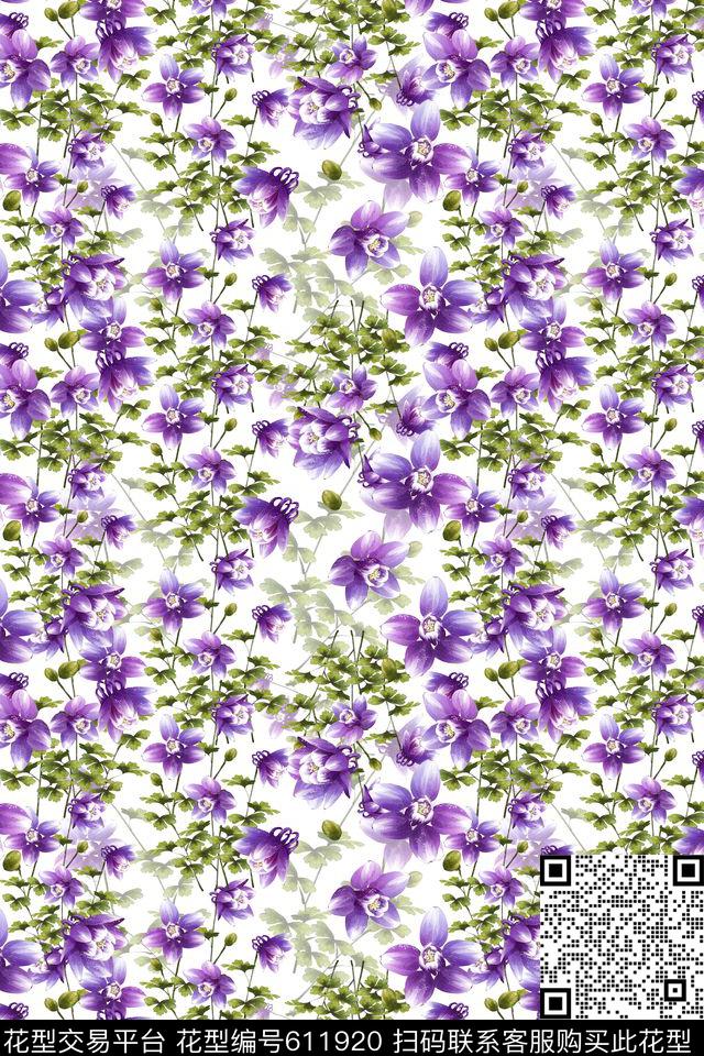 碎碎花卉花朵植物花卉数码印花华亿平台下载（图片编号: 611920） - 瓦栏（Walan）