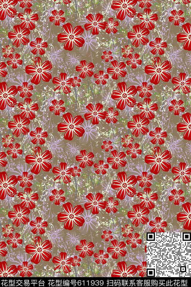 植物花卉碎碎花卉花朵数码印花华亿平台下载（图片编号: 611939） - 瓦栏（Walan）