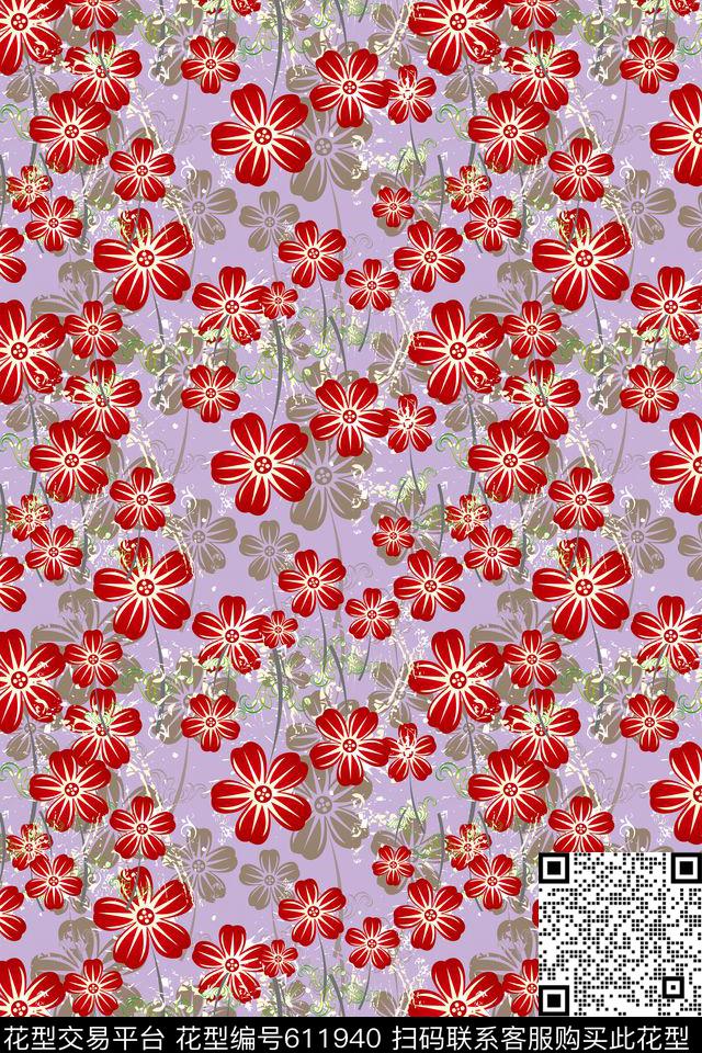 植物花卉碎碎花卉花朵数码印花华亿平台下载（图片编号: 611940） - 瓦栏（Walan）