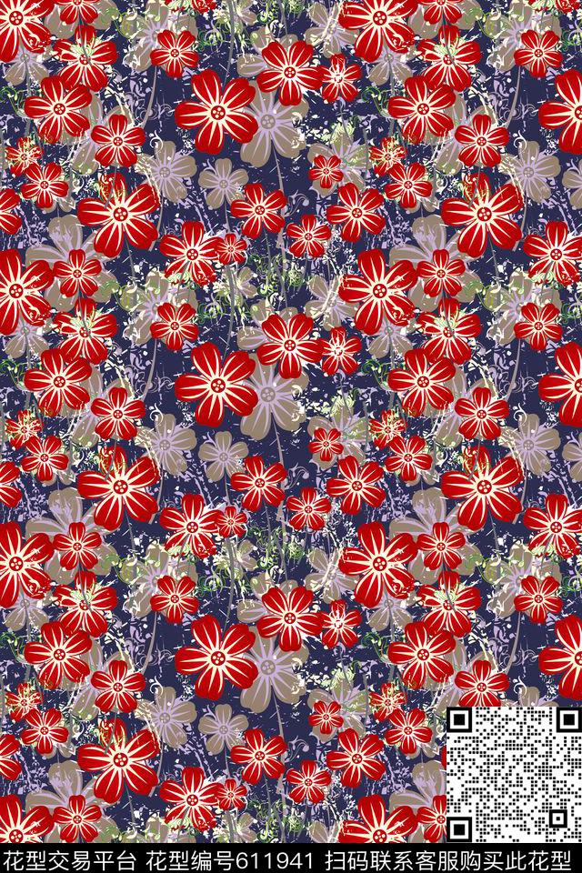 植物花卉碎碎花卉花朵数码印花华亿平台下载（图片编号: 611941） - 瓦栏（Walan）