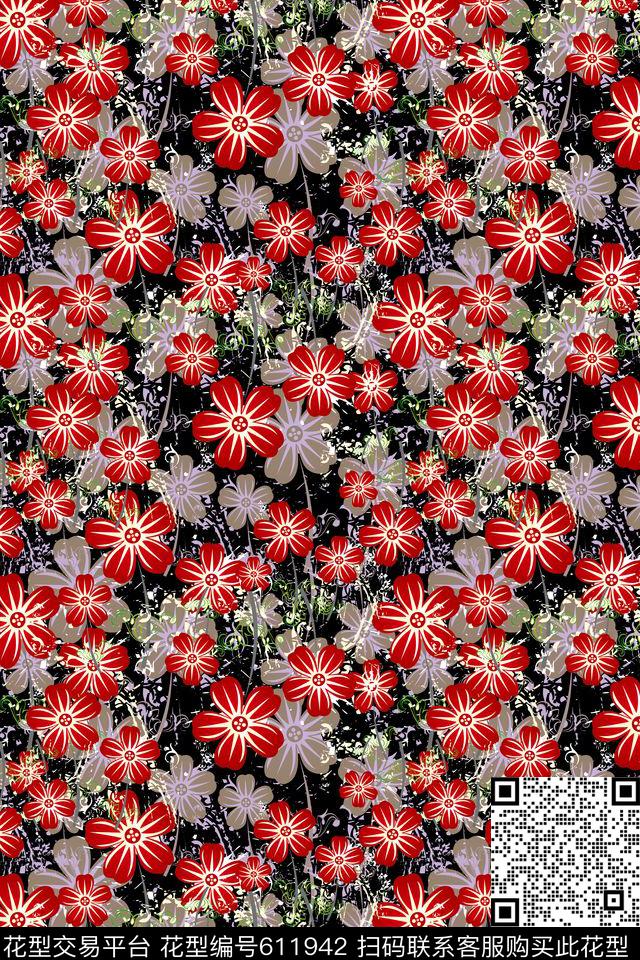 植物花卉碎碎花卉花朵数码印花华亿平台下载（图片编号: 611942） - 瓦栏（Walan）