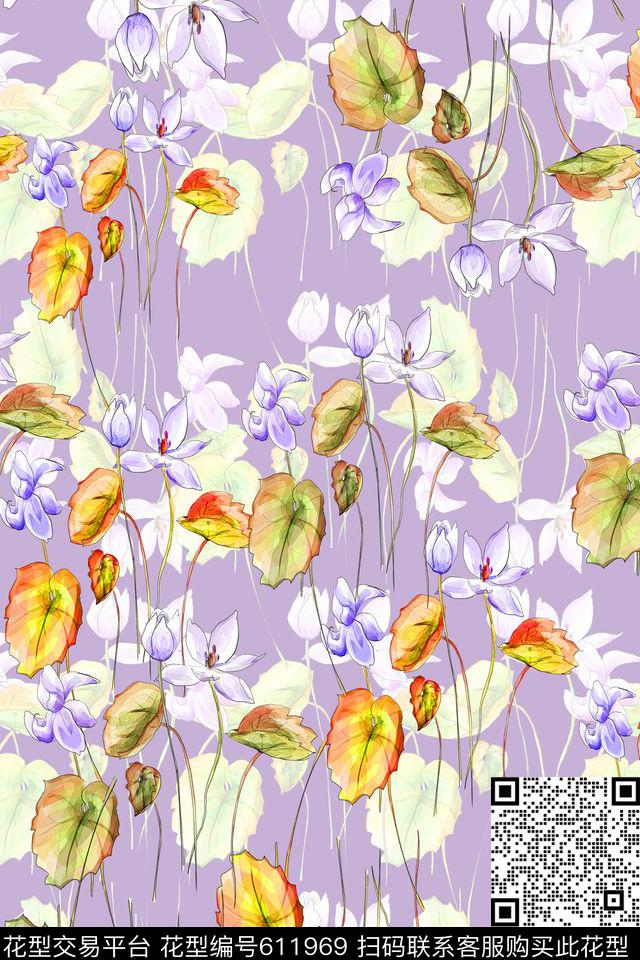 花朵花卉植物花卉数码印花华亿平台下载（图片编号: 611969） - 瓦栏（Walan）