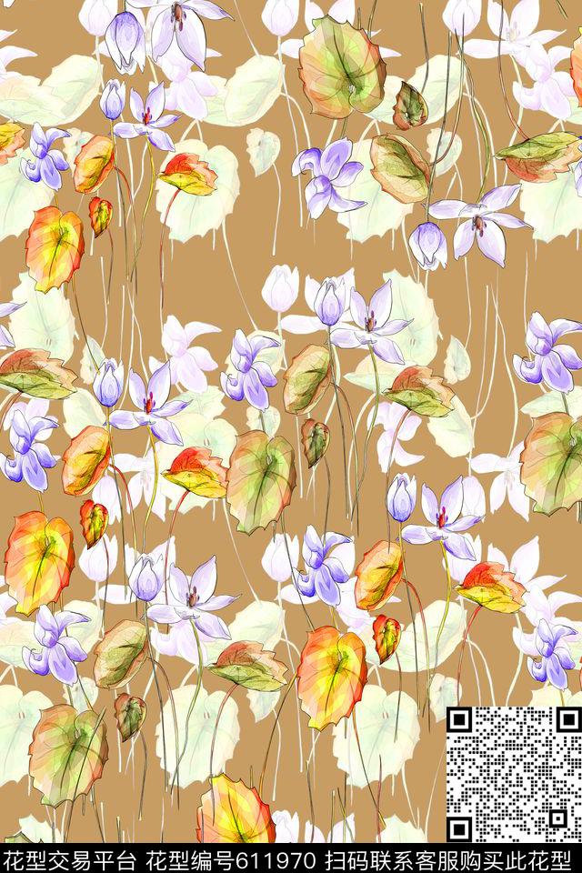花朵花卉植物花卉数码印花华亿平台下载（图片编号: 611970） - 瓦栏（Walan）