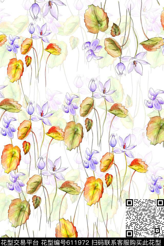花朵花卉植物花卉数码印花华亿平台下载（图片编号: 611972） - 瓦栏（Walan）