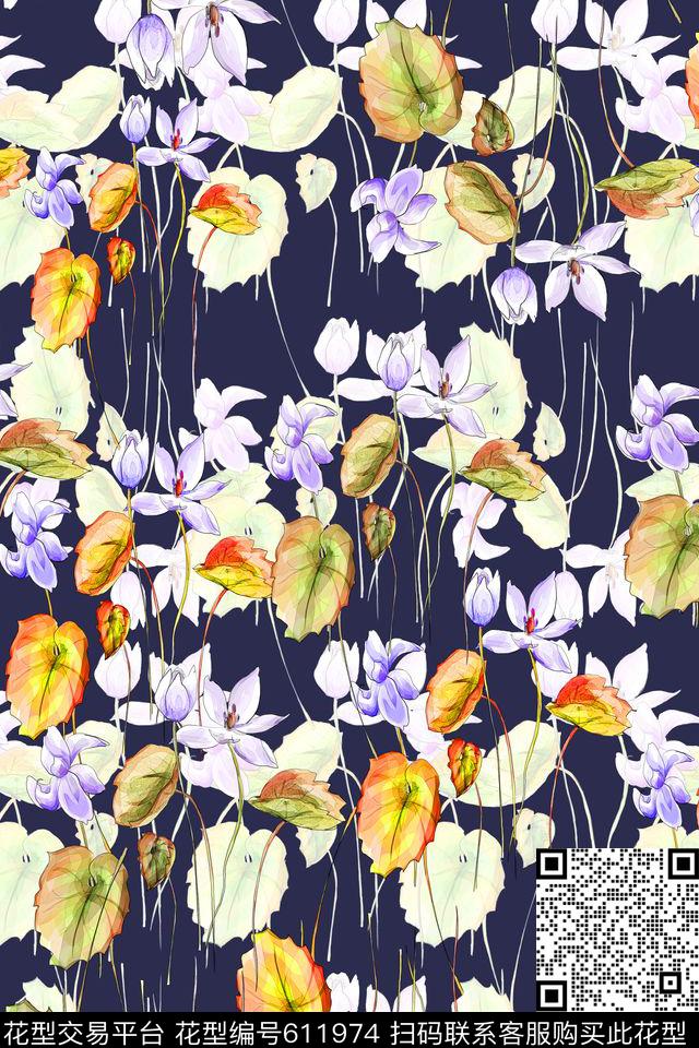 花朵花卉植物花卉数码印花华亿平台下载（图片编号: 611974） - 瓦栏（Walan）