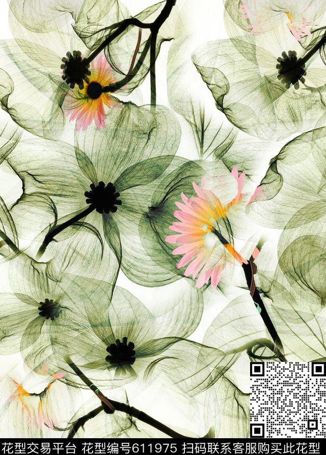 抽象花卉面料花小菊花数码印花华亿平台下载（图片编号: 611975） - 瓦栏（Walan）