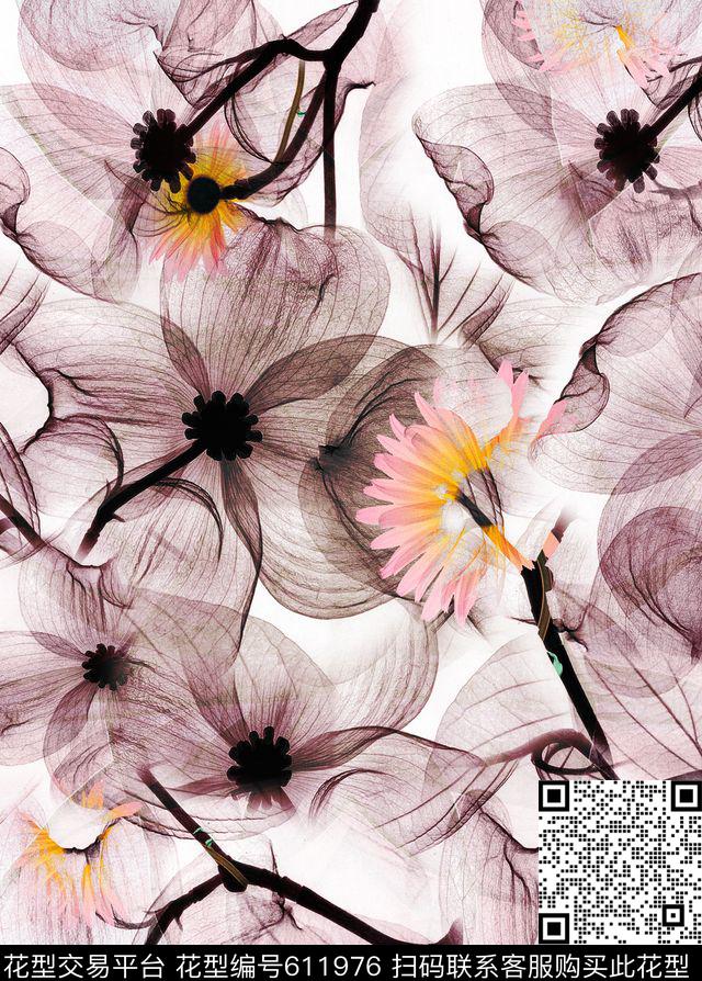 抽象花卉面料花小菊花数码印花华亿平台下载（图片编号: 611976） - 瓦栏（Walan）