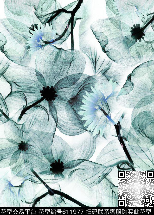 抽象花卉面料花小菊花数码印花华亿平台下载（图片编号: 611977） - 瓦栏（Walan）