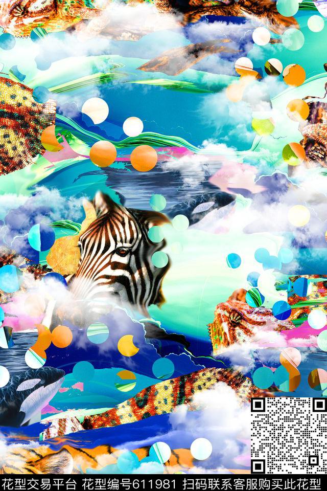 动物斑马老虎数码印花华亿平台下载（图片编号: 611981） - 瓦栏（Walan）